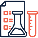 Small laboratory icon with beaker and test tube.