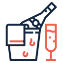 Small ice bucket with wine bottle icon.